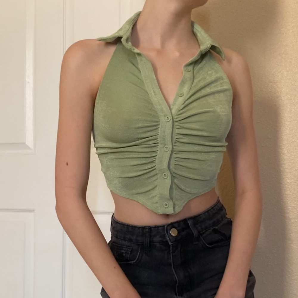 Collared Halter Top